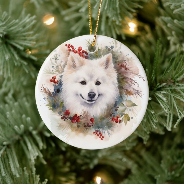 Ornamento De Cerâmica Eskimo Natal Americano Wreath Festivo Pup (Árvore)