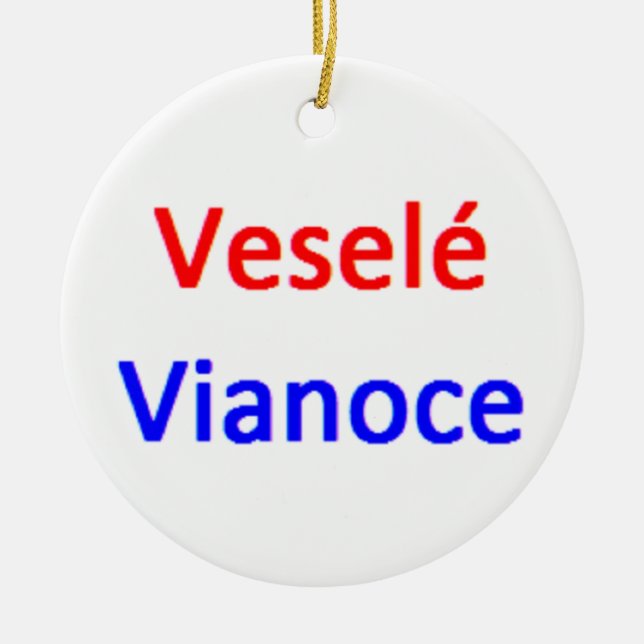 Ornamento De Cerâmica eslovaco feliz natal (Frente)