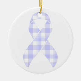 Ornamento De Cerâmica Esophageal Cancer Awareness Plaid Periwinkle