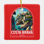 Ornamento De Cerâmica Espanha Art da Viagem Costa Brava<br><div class="desc">Costa Brava retro vetor viagem design. A Costa Brava é uma região costeira da Catalunha na Espanha nordeste.</div>