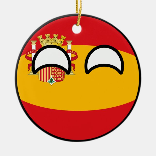 Ornamento De Cerâmica Espanha Geeky de tensão engraçada Countryball (Frente)