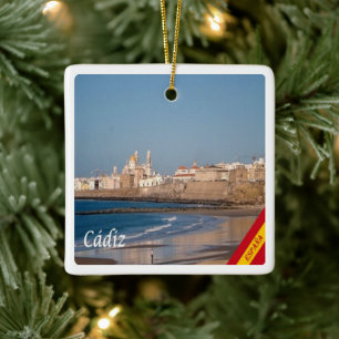 Ornamento De Cerâmica espanha panorâmica zES028 CADIZ,