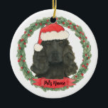 Ornamento De Cerâmica Espanhol de Cocker Preto Personalizado<br><div class="desc">Faça a lista legal este ano com um ornamento personalizado do seu doce cocker preto spaniel! Para os presentes mais doces,  emparelhe-o com um impressão de arte correspondente ou outro item da minha coleção!</div>