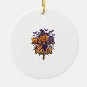 Ornamento De Cerâmica Espantalho de Abóbora Coruja Roxa Morcegos Bad Boo