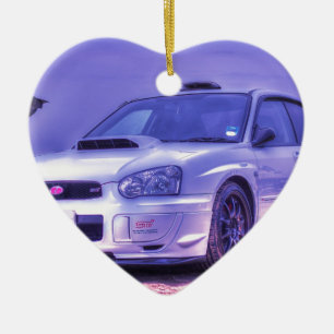 Ornamento De Cerâmica Especs. C da WTI de Subaru Impreza WRX no branco