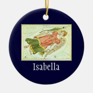 Ornamento De Cerâmica Espelho da Constelação de Virgem Vintage Urania