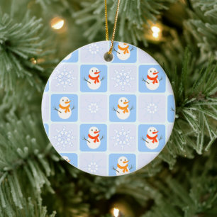 Ornamento De Cerâmica Espelho de neve e flocos de neve com verificação d