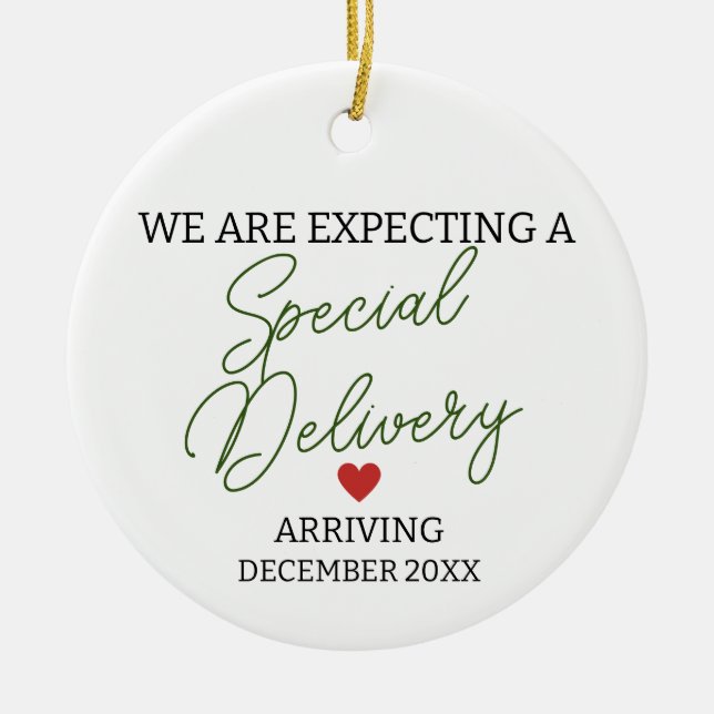 Ornamento De Cerâmica Esperamos uma gravidez especial no parto (Frente)