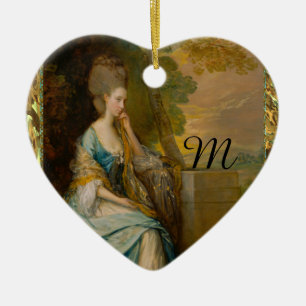 Ornamento De Cerâmica Esperando por ele monograma