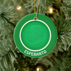 Ornamento De Cerâmica Esperanto flag + Zamenhof,