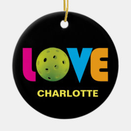 Ornamento De Cerâmica Espetacular Pickleball de Amor com nome personaliz