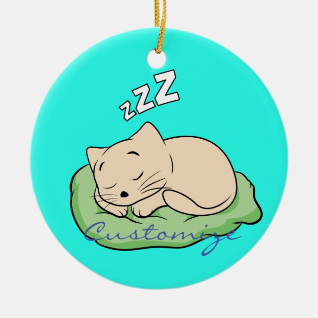 Ornamento De Cerâmica Espingarda do Gatinho de dormir (Frente)