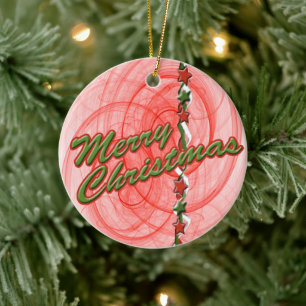 Ornamento De Cerâmica Espirais & estrelas do Natal