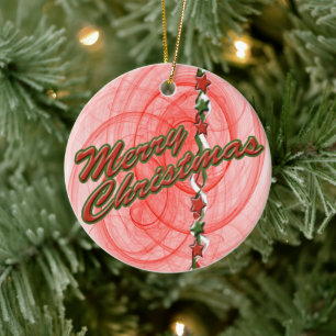 Ornamento De Cerâmica Espirais & estrelas do Natal