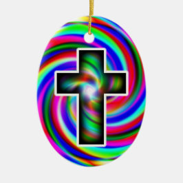 Ornamento De Cerâmica Espiral arco-íris
