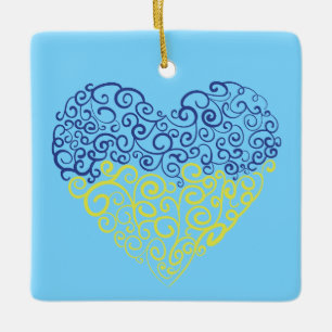 Ornamento De Cerâmica Espiral espirra mehandi coração cores da bandeira 
