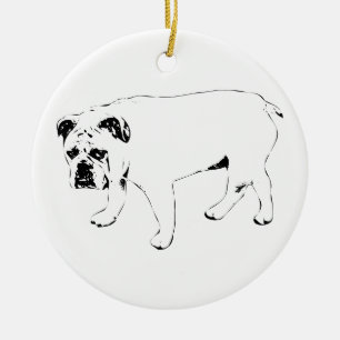 Ornamento De Cerâmica Espírito Festivo, Charme de Árvore Bulldog