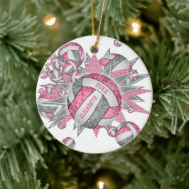 Ornamento De Cerâmica esporte de vôlei de cinza rosa