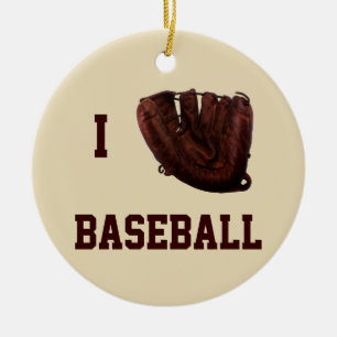 Ornamento De Cerâmica Esportes Antigos, Eu Amo Beisebol, Eu Uso Luva de 