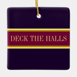 Ornamento De Cerâmica Esportes Modernos Roxos Escuros "DECK THE HALLS"