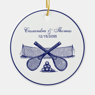 Ornamento De Cerâmica Esportes Rede de Tênis, Raquetes Cruzadas, Bolas A