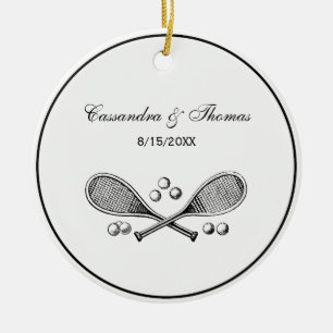 Ornamento De Cerâmica Esportes Vintage Raquetes de Tênis Cruzadas Bolas 