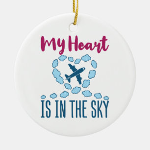 Ornamento De Cerâmica Esposa Piloto Meu Coração Está No Céu