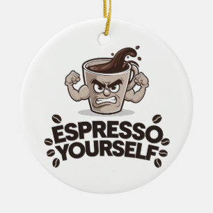 Ornamento De Cerâmica Espresso - Engraçado Design de café