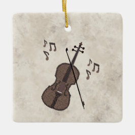 Ornamento De Cerâmica Espresso Violino-Violino criado com grãos de café-
