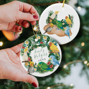 Ornamento De Cerâmica Esquadra Chá de fraldas de Papagaios Selvagens de