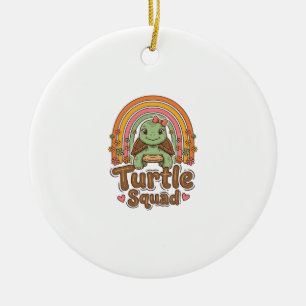 Ornamento De Cerâmica Esquadrão de Tartaruga Fofa Desenho Vetorial Flora