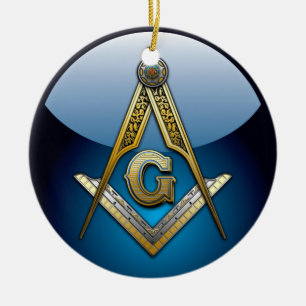 Ornamento De Cerâmica Esquadro e Compasso Maçônico