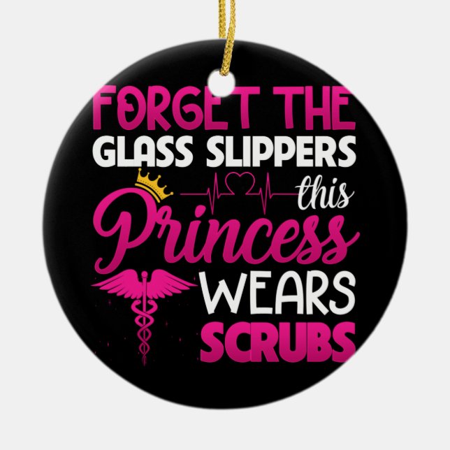 Ornamento De Cerâmica Esqueça o Vidro Slippers Princesa Veste Esfregões (Frente)