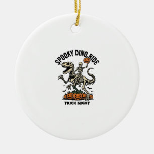 Ornamento De Cerâmica Esqueleto de Dinossauro de Halloween Vintage Trick