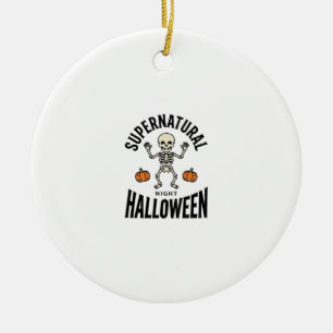 Ornamento De Cerâmica Esqueleto de Halloween Supernatural Engraçado Vint