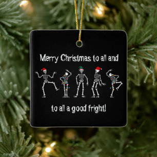 Ornamento De Cerâmica Esqueleto de Natal para Dança Negra e Branca