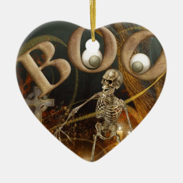 Ornamento De Cerâmica Esqueleto e Halloween Grave (Frente)