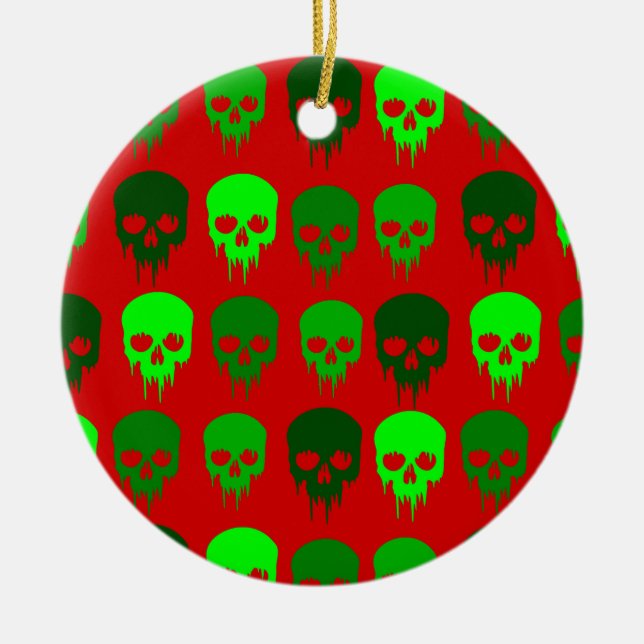 Ornamento De Cerâmica esqueleto gótico de natal (Frente)