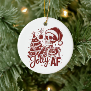 Ornamento De Cerâmica Esqueleto Jolly Af Sarcástico Natal Sarcasmo Engra