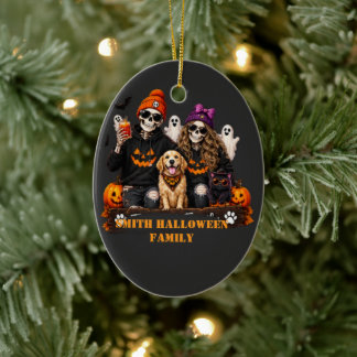 Ornamento De Cerâmica Esqueleto Personalizado de Halloween Fique Assusta