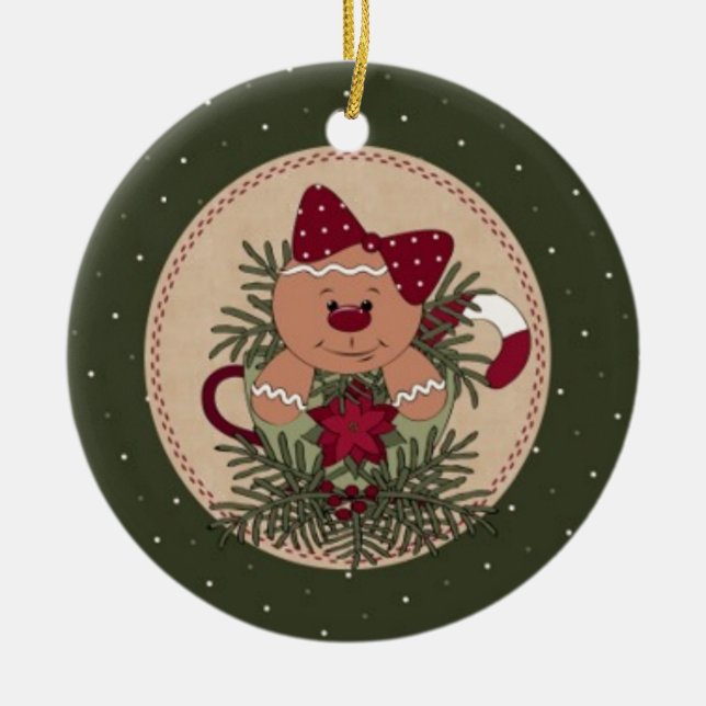 Ornamento De Cerâmica Esquema de Lady Mug (Frente)