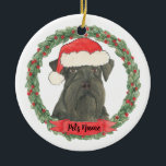 Ornamento De Cerâmica Esquema Preto Personalizado<br><div class="desc">Faça a lista legal este ano com um ornamento personalizado do seu doce schnauzer!</div>