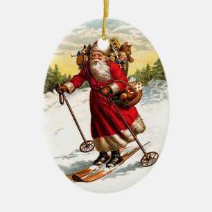 Ornamento De Cerâmica Esqui Papai Noel