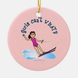Ornamento De Cerâmica Esquiadora de água para mulheres leves