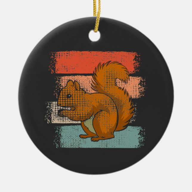 Ornamento De Cerâmica Esquilo Animal Retro (Frente)