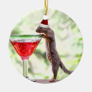 Ornamento De Cerâmica Esquilo que comemora o Natal