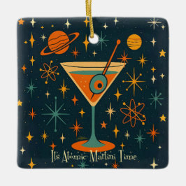 Ornamento De Cerâmica Está na Hora do Martini Atômico Estrelas Cósmicas