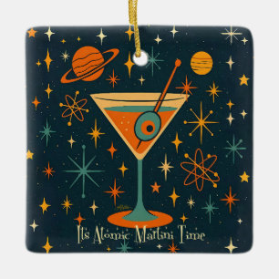 Ornamento De Cerâmica Está na Hora do Martini Atômico Estrelas Cósmicas