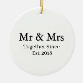 Ornamento De Cerâmica Established Year Modern Personalized Couple 