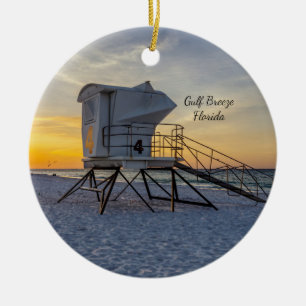 Ornamento De Cerâmica Estação de Salvamento de Praia de Pensacola Orname